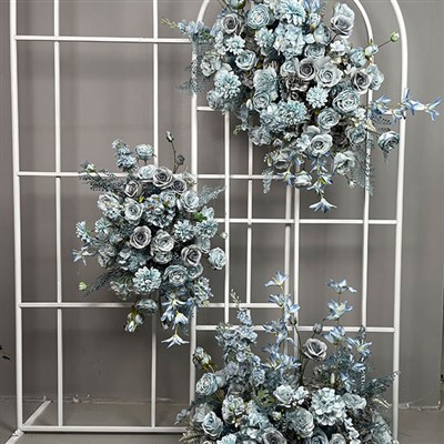 Blå blomsterbordopstilling